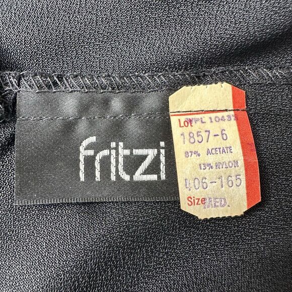 Vtg Fritzi Cami Tank Top Womens Sz M Black Spaghetti Strap Basic Layering READ - Picture 3 of 10